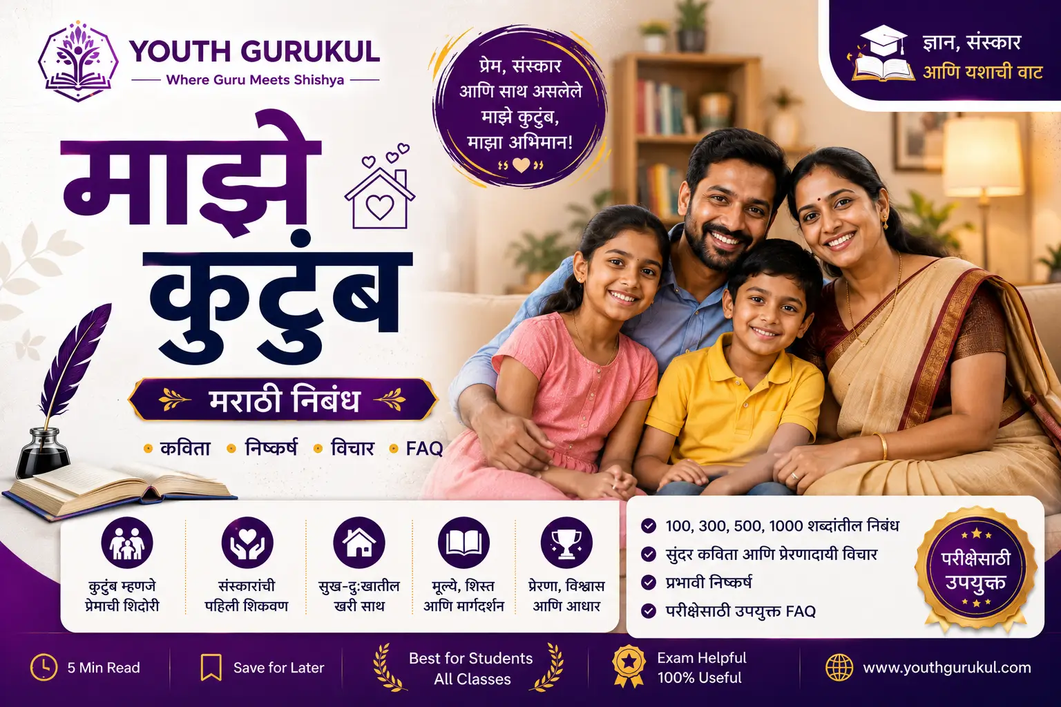 माझे कुटुंब मराठी निबंध | Majhe Kutumb Marathi Nibandh | 100, 300, 500, 1000 शब्द