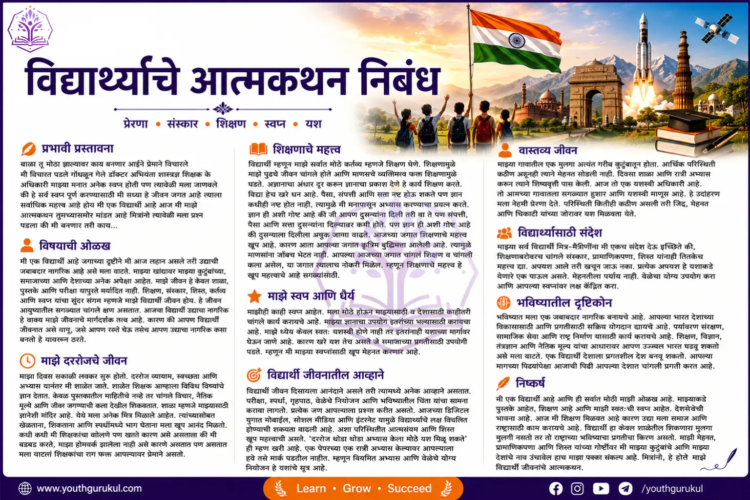 विद्यार्थ्याचे आत्मकथन निबंध | Vidyarthyache Atmakathan Essay in Marathi | मराठी निबंध