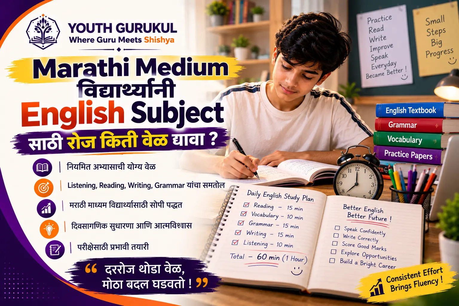 Marathi Medium विद्यार्थ्यांनी English Subject साठी रोज किती वेळ द्यावा?