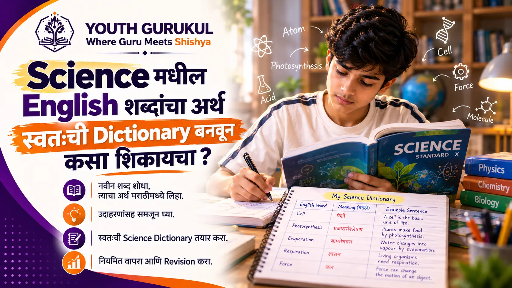 Science मधील English शब्दांचा अर्थ स्वतःची Dictionary बनवून कसा शिकायचा?